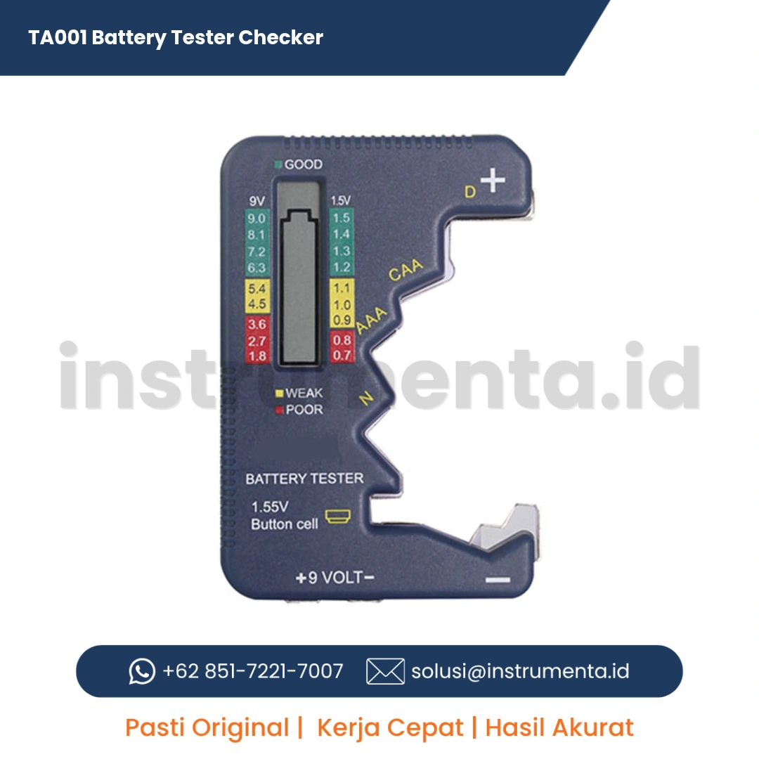 Official Supplier TA001 Battery Tester Checker Alat Pengecek Kapasitas Tegangan Baterai Digital Portabel